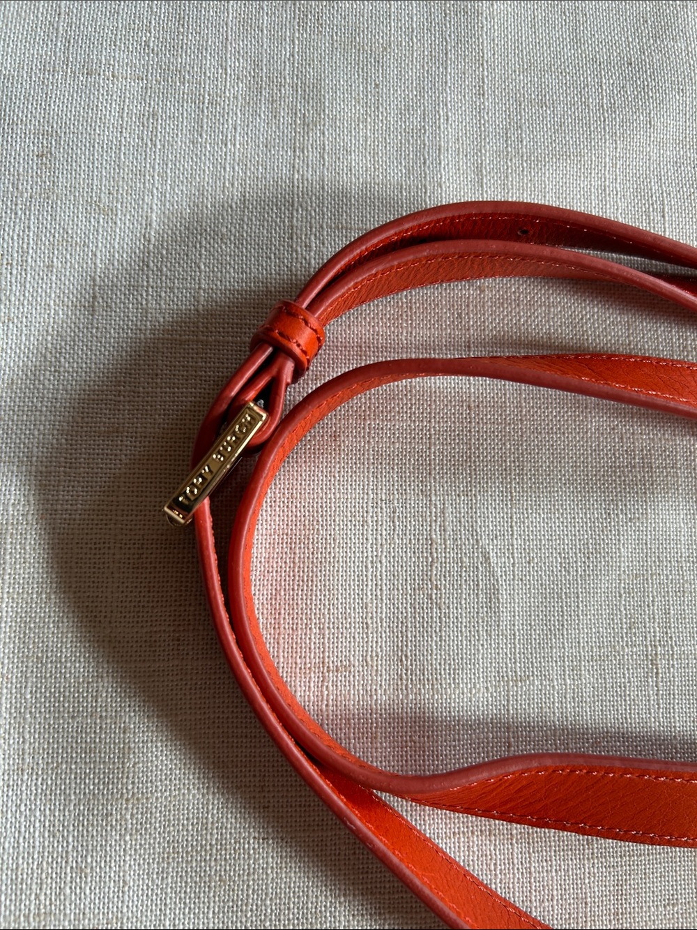 Tory Burch Coral Orange Woven Fringe Shoulder Bag with Gold Chain - Picture 8 of 10